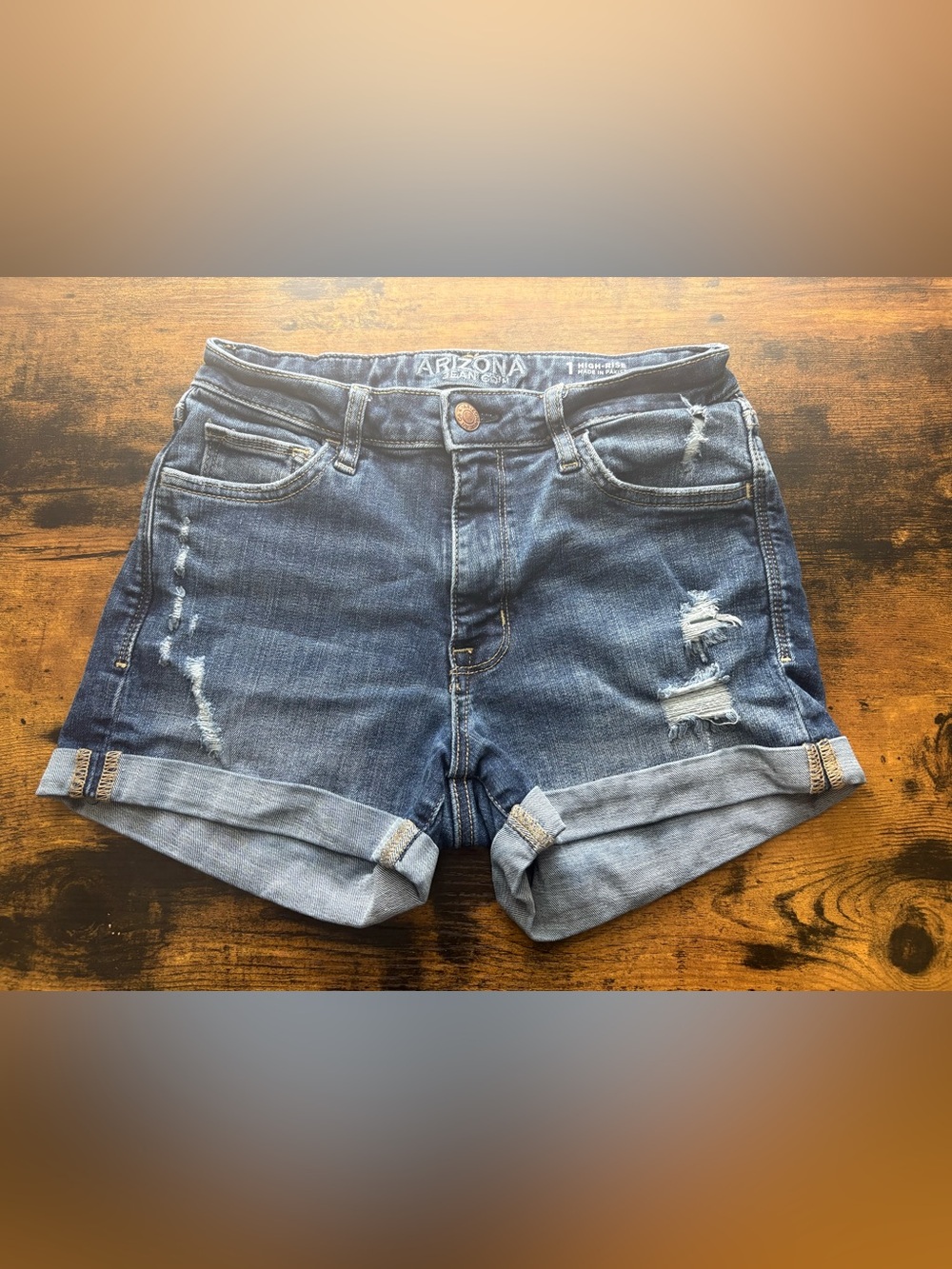 Women's High-Rise Distressed Denim Shorts - Dark Blue